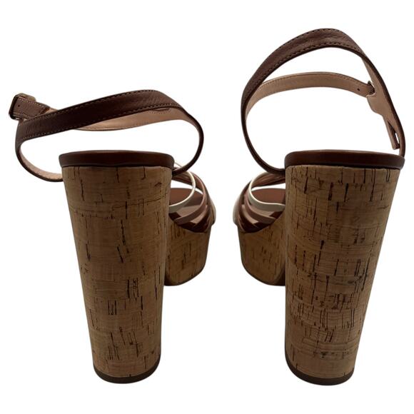 Kate Spade Glow Leather Dressy Block Heels Platform Sandals Multi Toast 9.5M - Picture 5 of 8